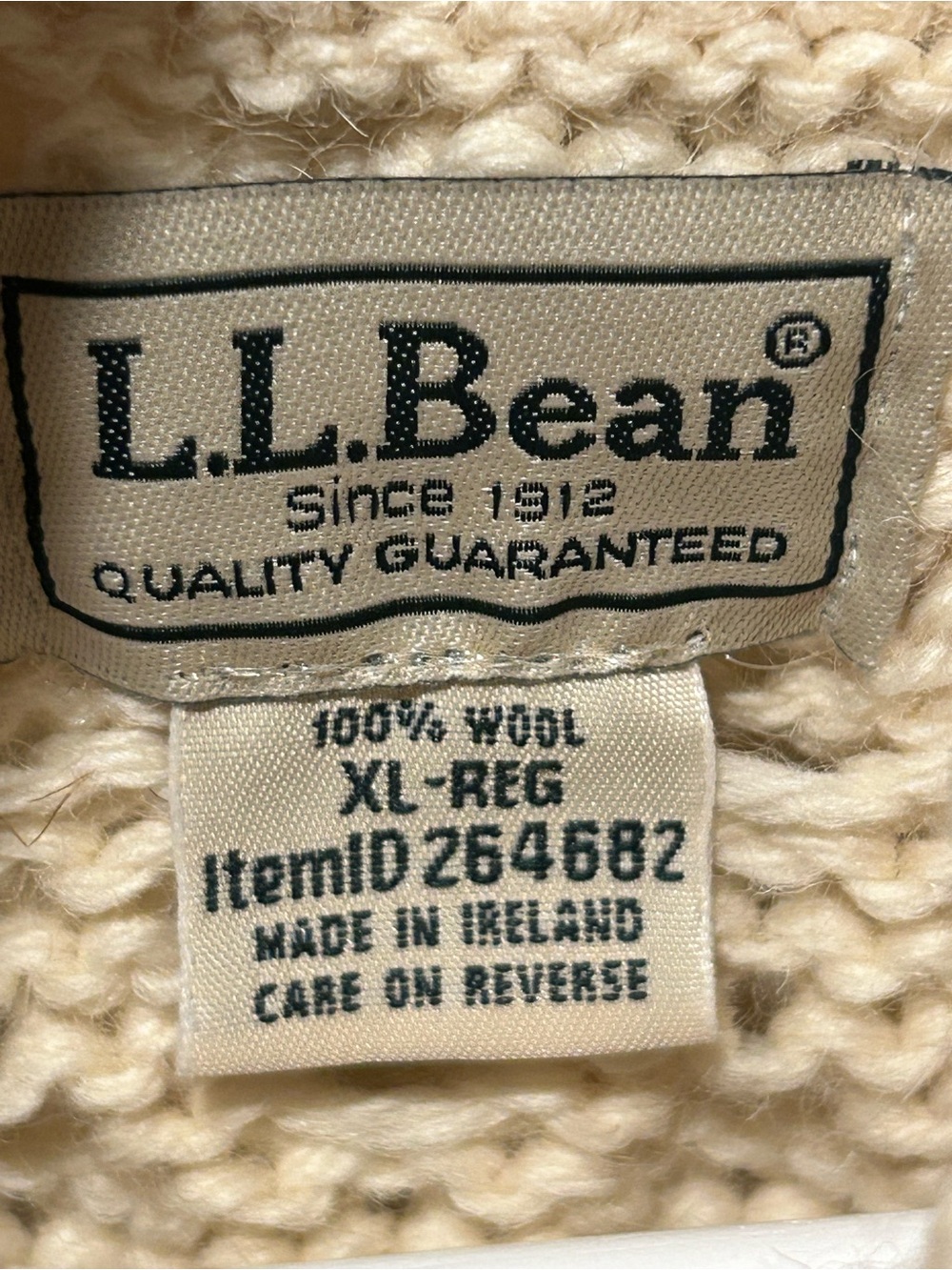 L.L Bean VTG Irish Fisherman Knit Cable Sweater Wool 100% , XL - Picture 4 of 5